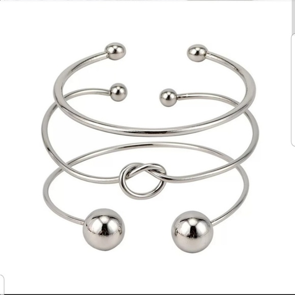3 pcs/set Bohemia Vintage Bangle Silver Knot Ball - Picture 2 of 4